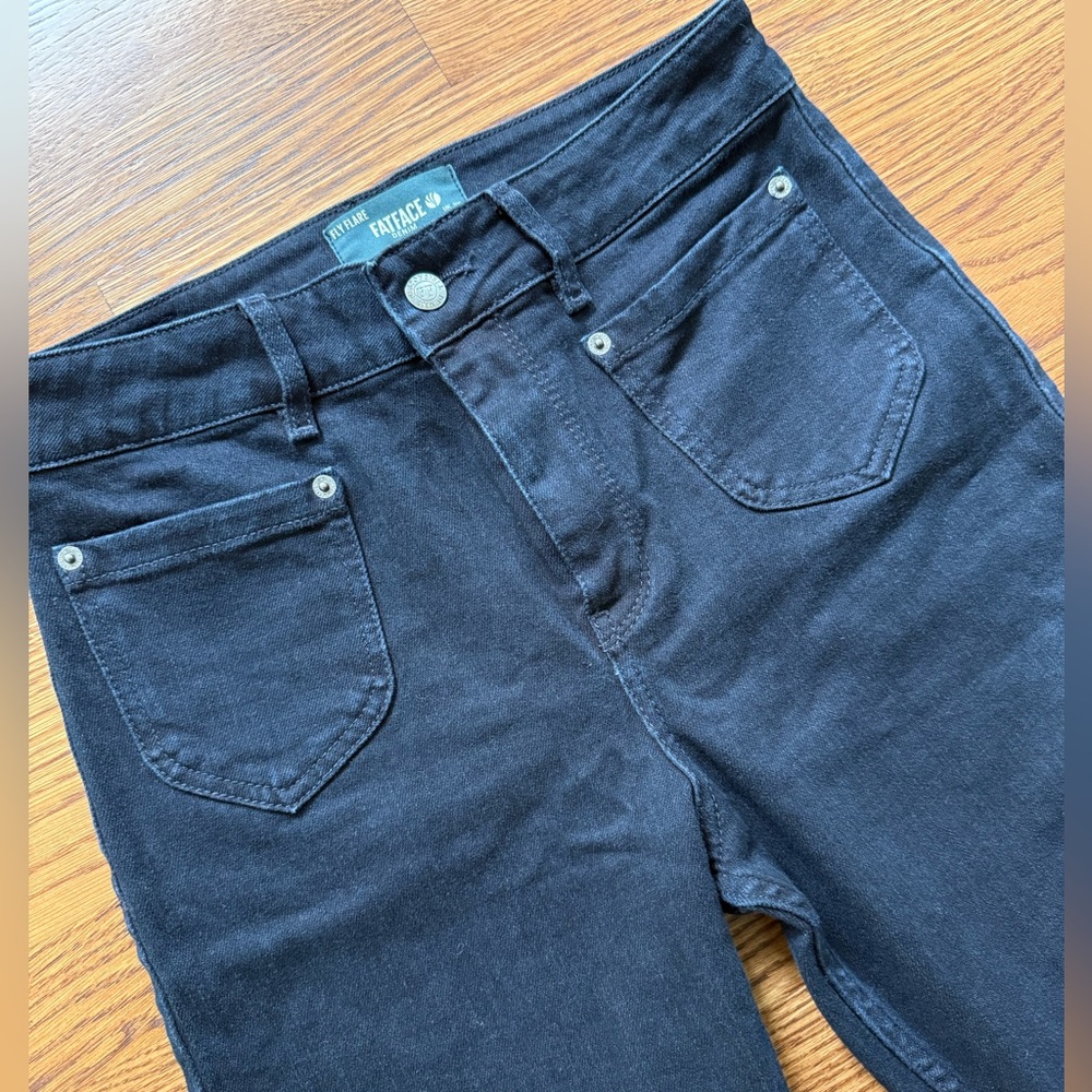FAT‎ FACE Fly Flare Patch Pocket Dark Wash Denim Blue Jeans Sailor Nautical 6